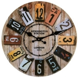 Reloj De Pared Simil Madera Retro Silencioso Decorativo