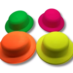 Gorro 10 uds Bombin Plastico Fluorecente Bowler Hat Fluor