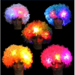 Peluca Afro Luces LED Color Cotilln Fiesta